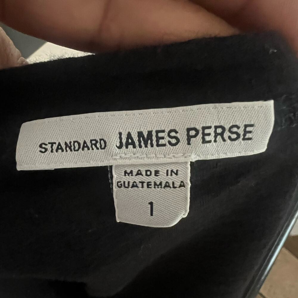 James Perse Women’s Black T-Shirt Deep Scoop Neck Size 1/Small Cotton Basics - Picture 6 of 6